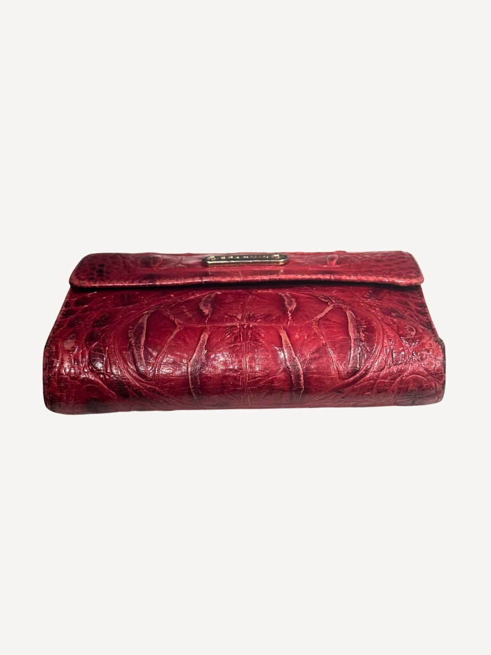 Rare Vintage Brahmin Melbourne Red Kiss-Lock Wallet | Rare Croc Leather - Picture 7 of 10